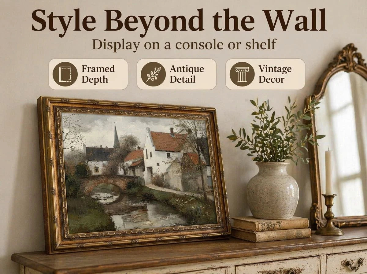 Vintage Gold Framed Landscape Wall Art 11"L x 9"W