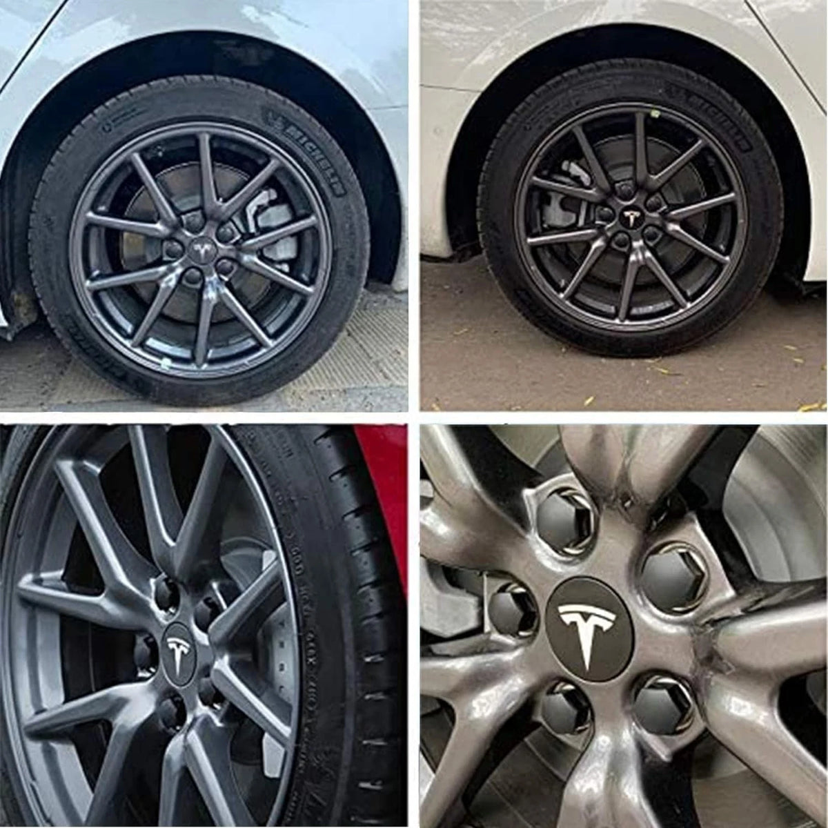 Wheel Hub Caps for Tesla Model 3 Y S X (2017–2023) - Silver Matte