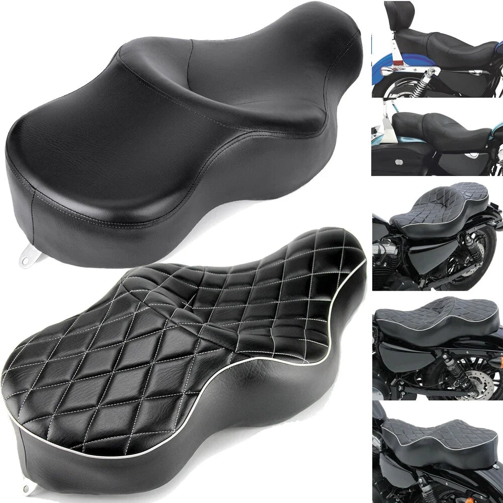 Black Driver & Rider Passenger Seat for Harley Sportster Iron 883 XL 1200 (2004–2023)