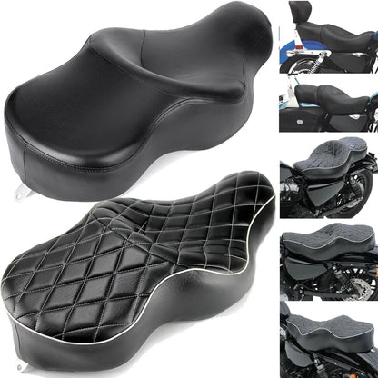 Black Driver & Rider Passenger Seat for Harley Sportster Iron 883 XL 1200 (2004–2023)