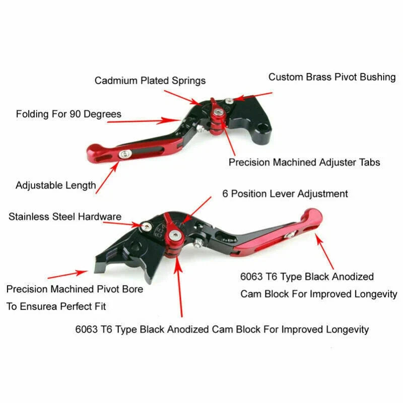 Adjustable Folding Brake Clutch Levers for Honda CBR929RR (2000–2001) Blue T9