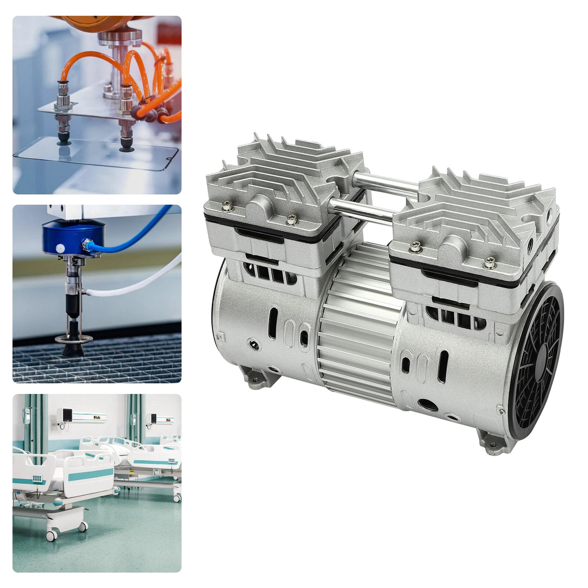 Oilless Vacuum Pump 125L/min 4.5CFM Air Compressor Head 800W