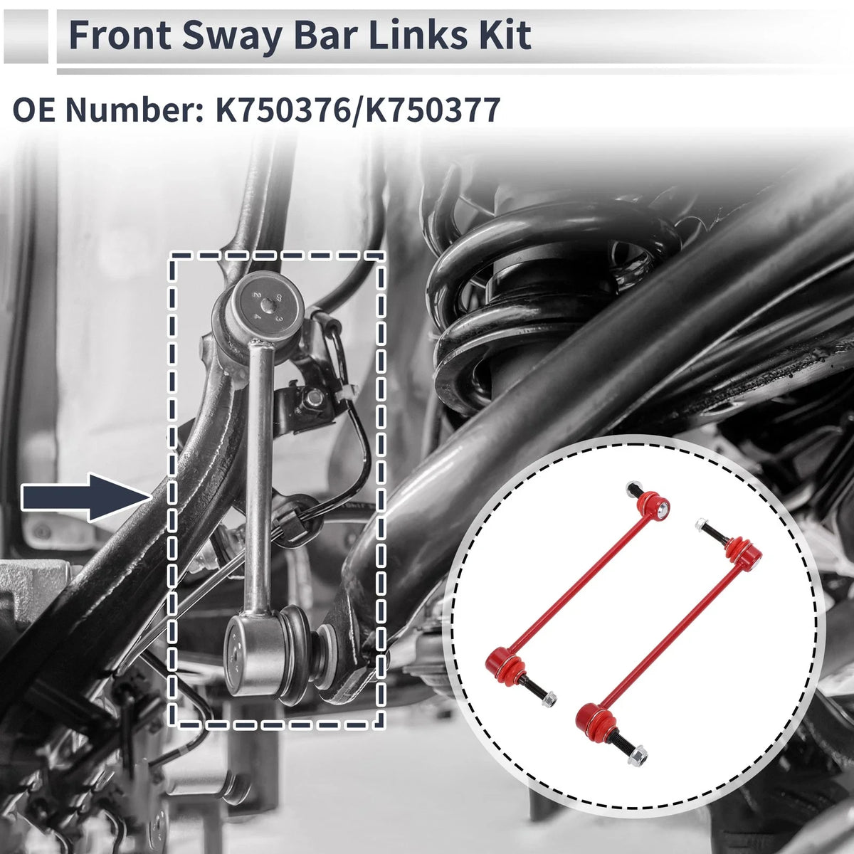 Set of 2 Front Stabilizer Bar Links for Honda Pilot (2016–2022) No.K750376/K750377