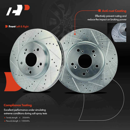 Set of 6 Drilled Brake Rotors + Ceramic Pads for Honda Accord HR-V (S-12140084, D1654)
