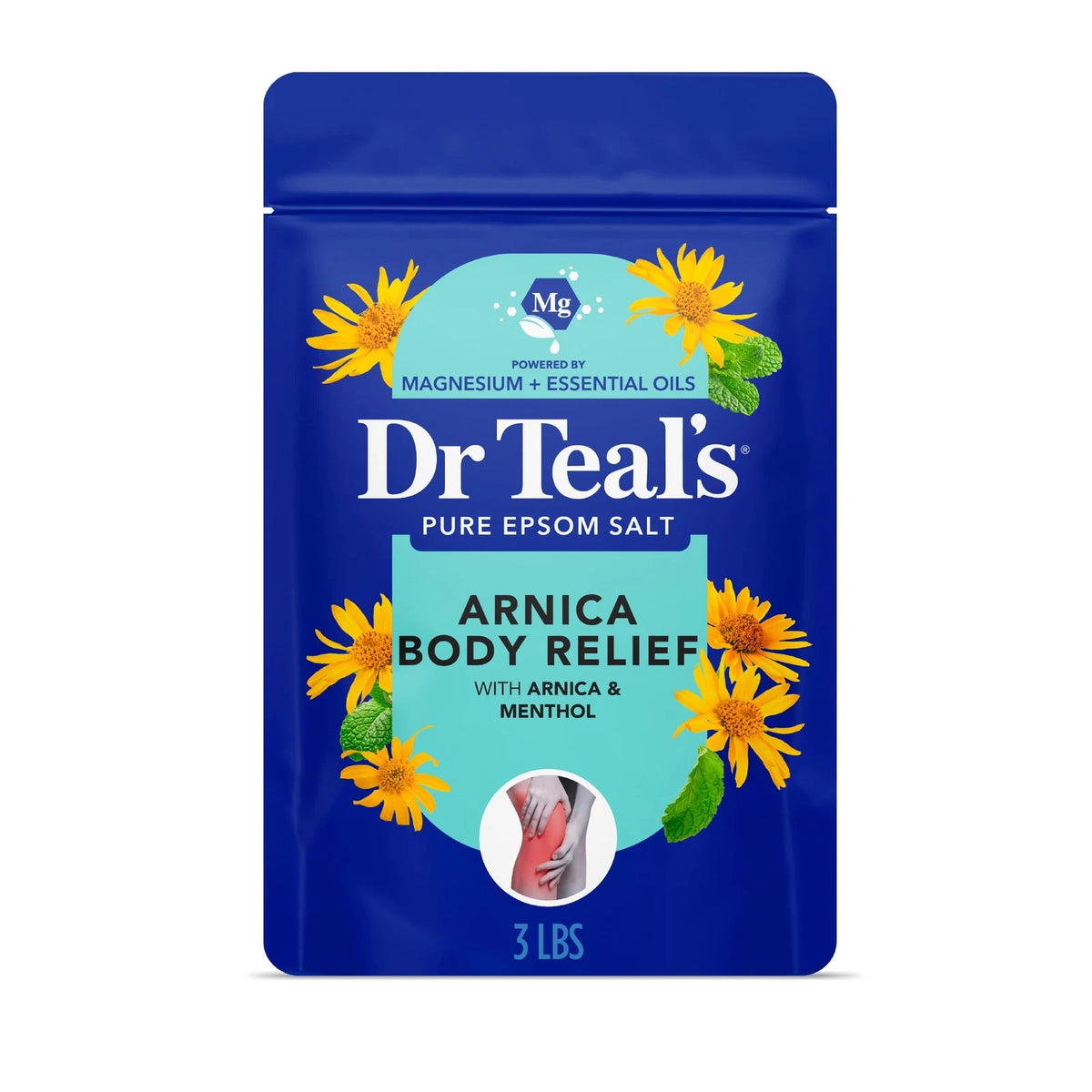 Dr Teal's Epsom Salt Magnesium Soak, Arnica Body Relief with Menthol (3 Pack)