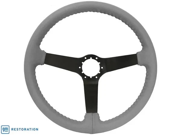 14" Black Gray Leather 3 Spoke Steering Wheel for GM Comfort Grip Replacement (1989–1997)