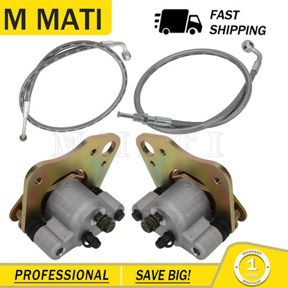 Front Brake Calipers & Pads w/ Hose Lines for Polaris Trail Boss 330 (2010–2013)