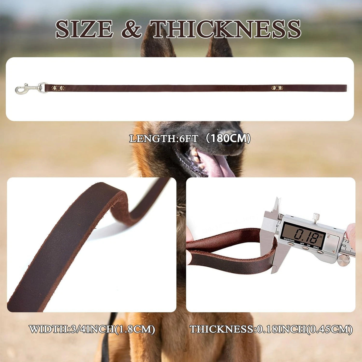 6ft Heavy Duty Leather Dog Leash for Dogs
