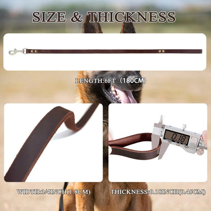 6ft Heavy Duty Leather Dog Leash for Dogs