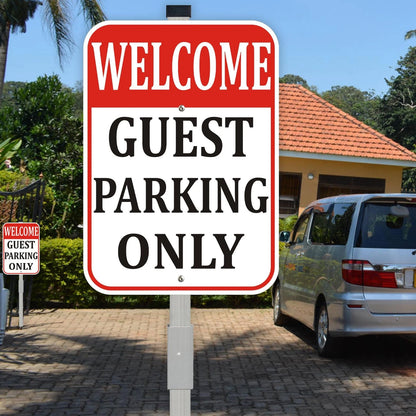 2X Welcome Guest Parking Only Sign for Stake 10x14 Inch Reflective Aluminum