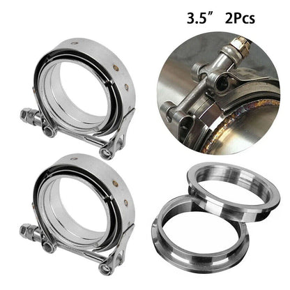 2X 3.5'' Stainless Steel V-Band Clamp Kit for Turbo Exhaust (US)