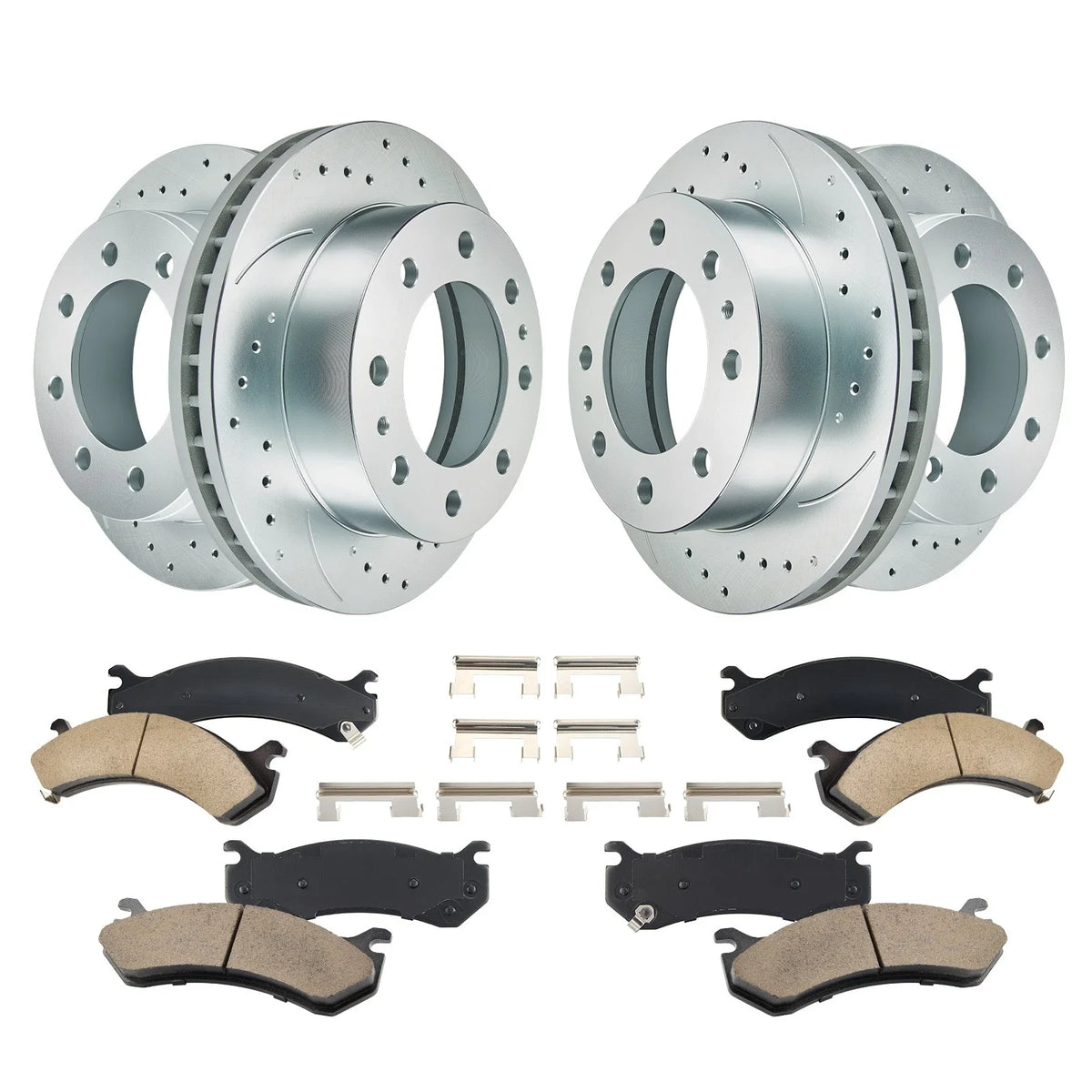Front Rear Drilled Rotors and Brake Pad Kit for GMC Sierra 2500 HD (2001–2006)