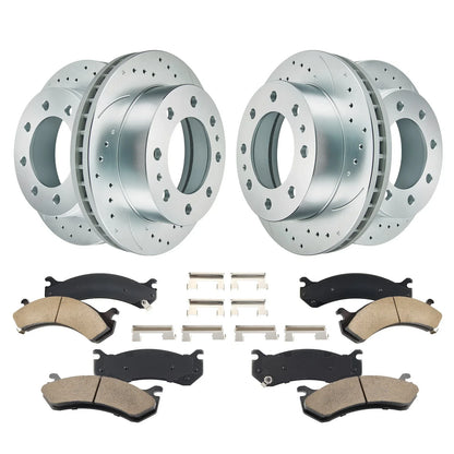 Front Rear Drilled Rotors and Brake Pad Kit for GMC Sierra 2500 HD (2001–2006)