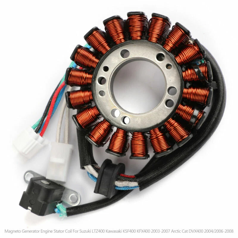 Magneto Generator Stator Coil for Kawasaki KFX400 KSF400 (2003–2007) 21003-S006, 32101-07G00, 3409-026