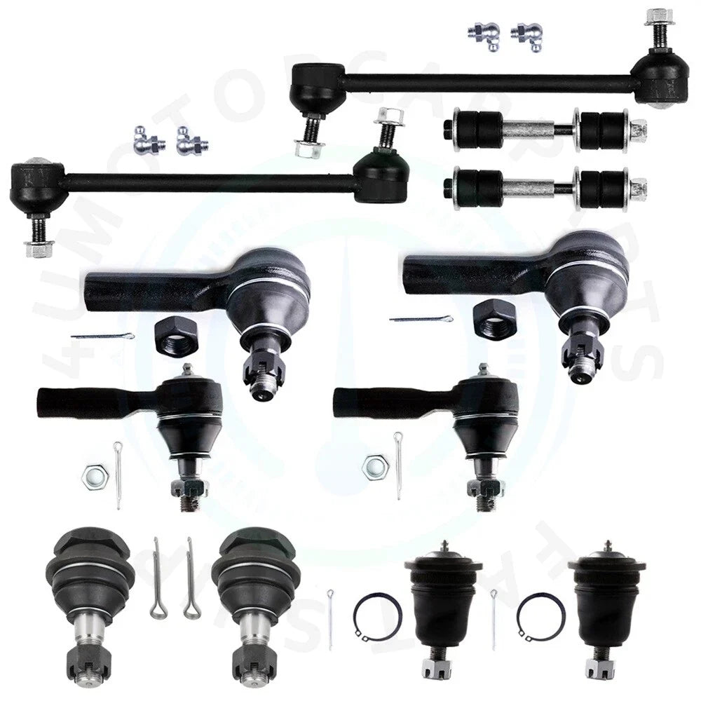 Set of 12 Front Ball Joints Tie Rods Sway Bars for Nissan Xterra Frontier (2000–2004)