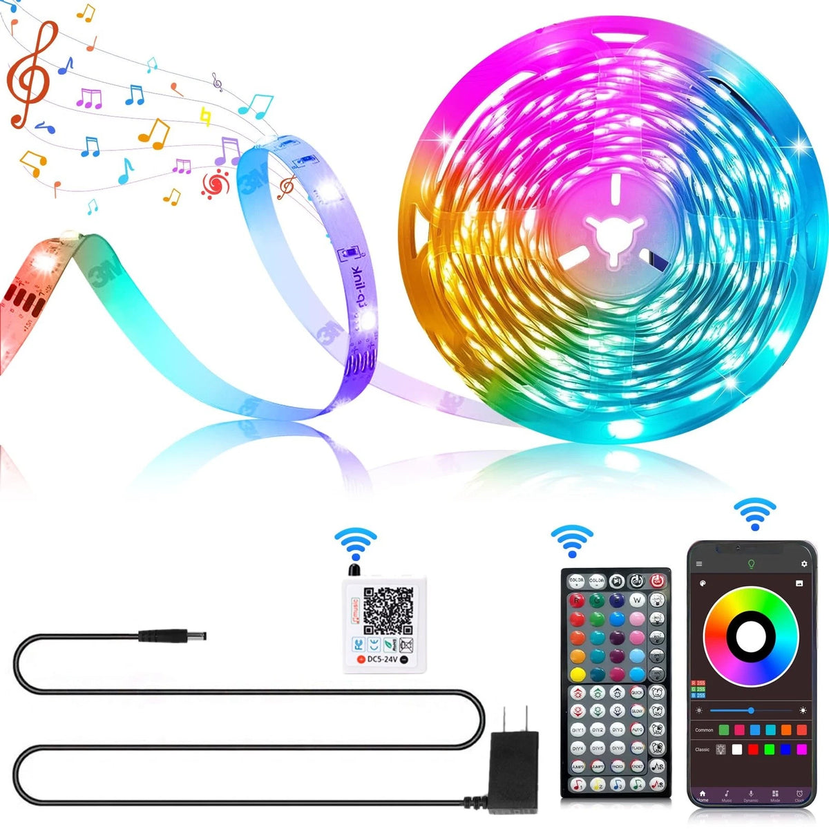 LED Lights for Bedroom 55ft 540 LEDs Music Sync Color (No Part Numbers)