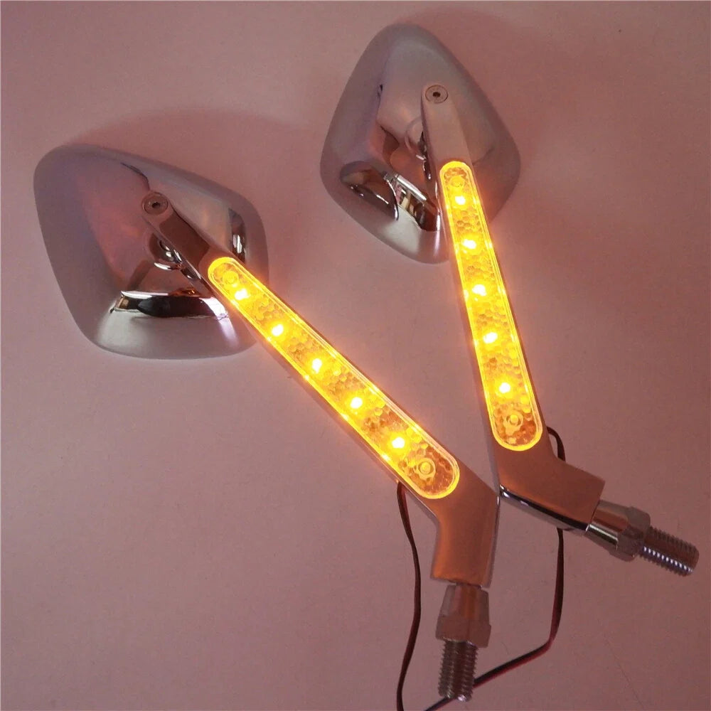 Diamond LED Turn Signal Integrated Mirrors for Harley Touring Dyna (All Years)