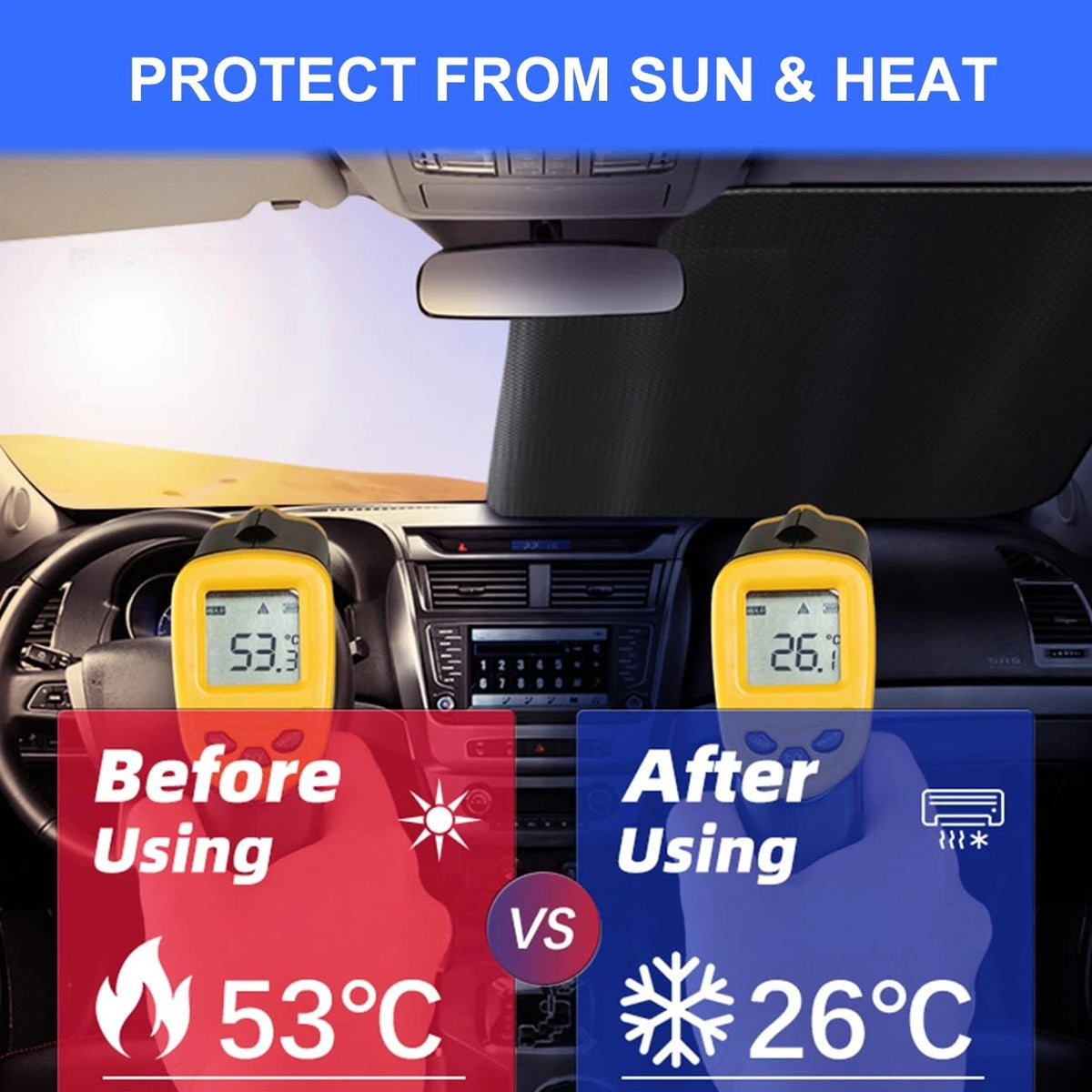 Sun Shade for Jeep Wrangler (1997–2024) UV & Heat Protection Windshield Visor