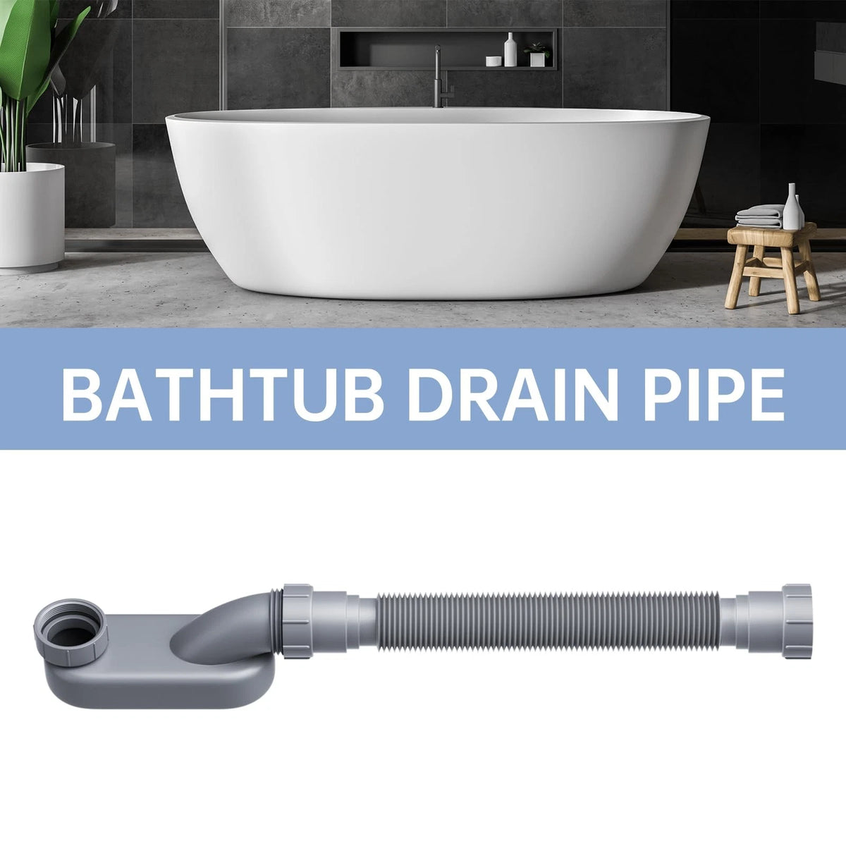 Low Profile Flexible Bathtub Shower Drain Pipe Kit 1 1/2 Inch (No Year)