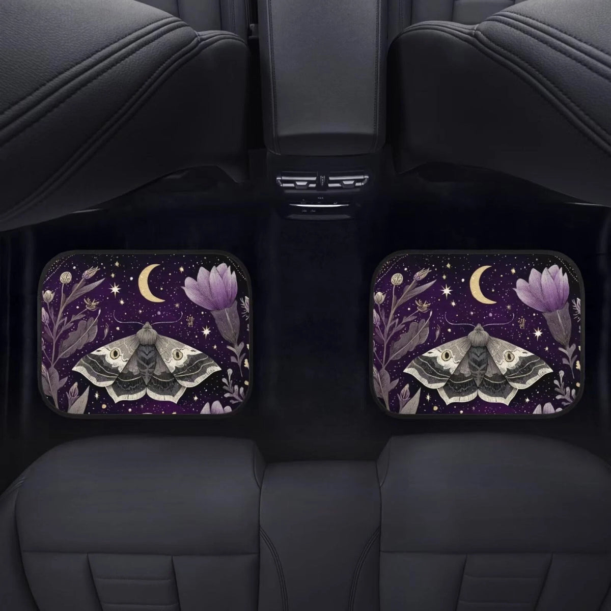 Set of 4 Purple Moth Moon Car Floor Mats for Most Vehicles