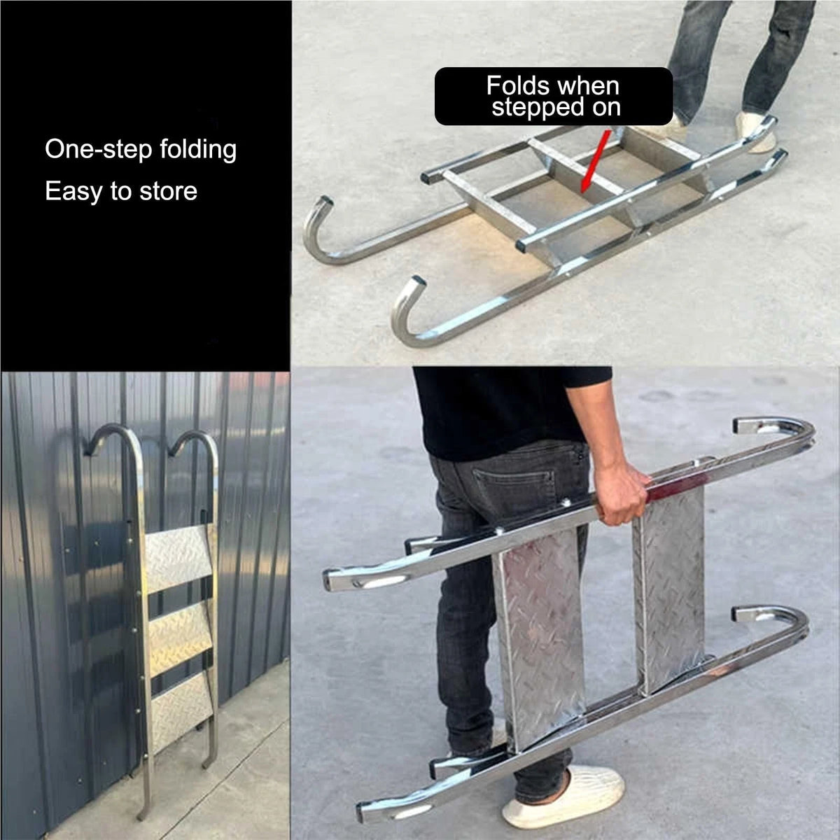 2-Level Heavy-Duty Aluminum Step Ladder for Portable Climbing (No Part Numbers)