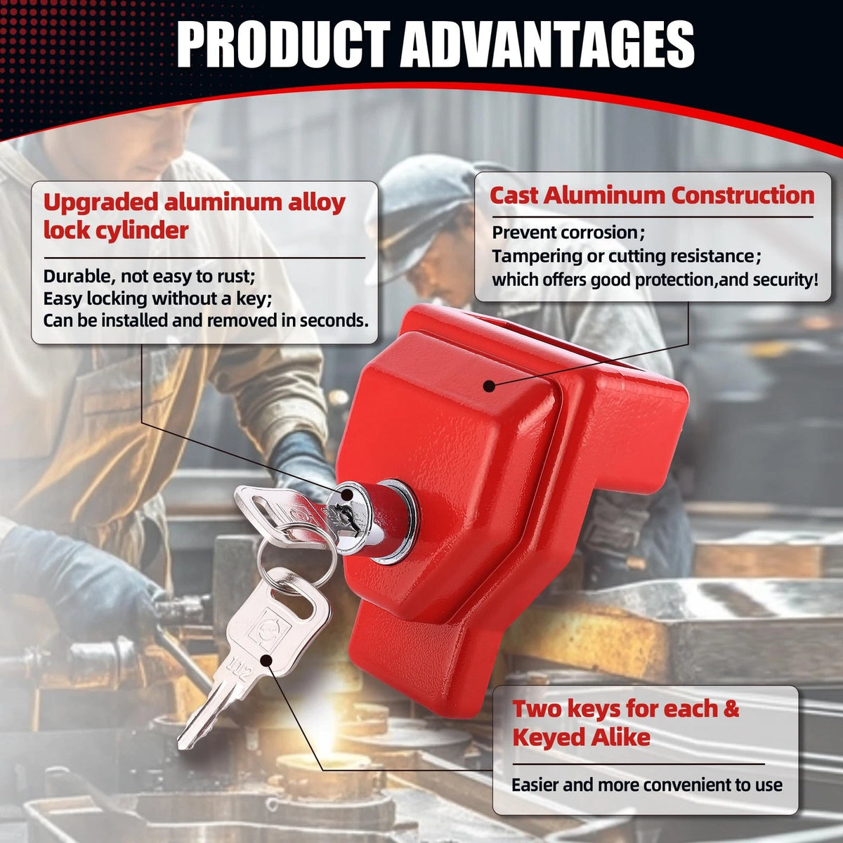 Set of 4 Heavy Duty Aluminum Glad Hand Locks for Air Brake Trailers