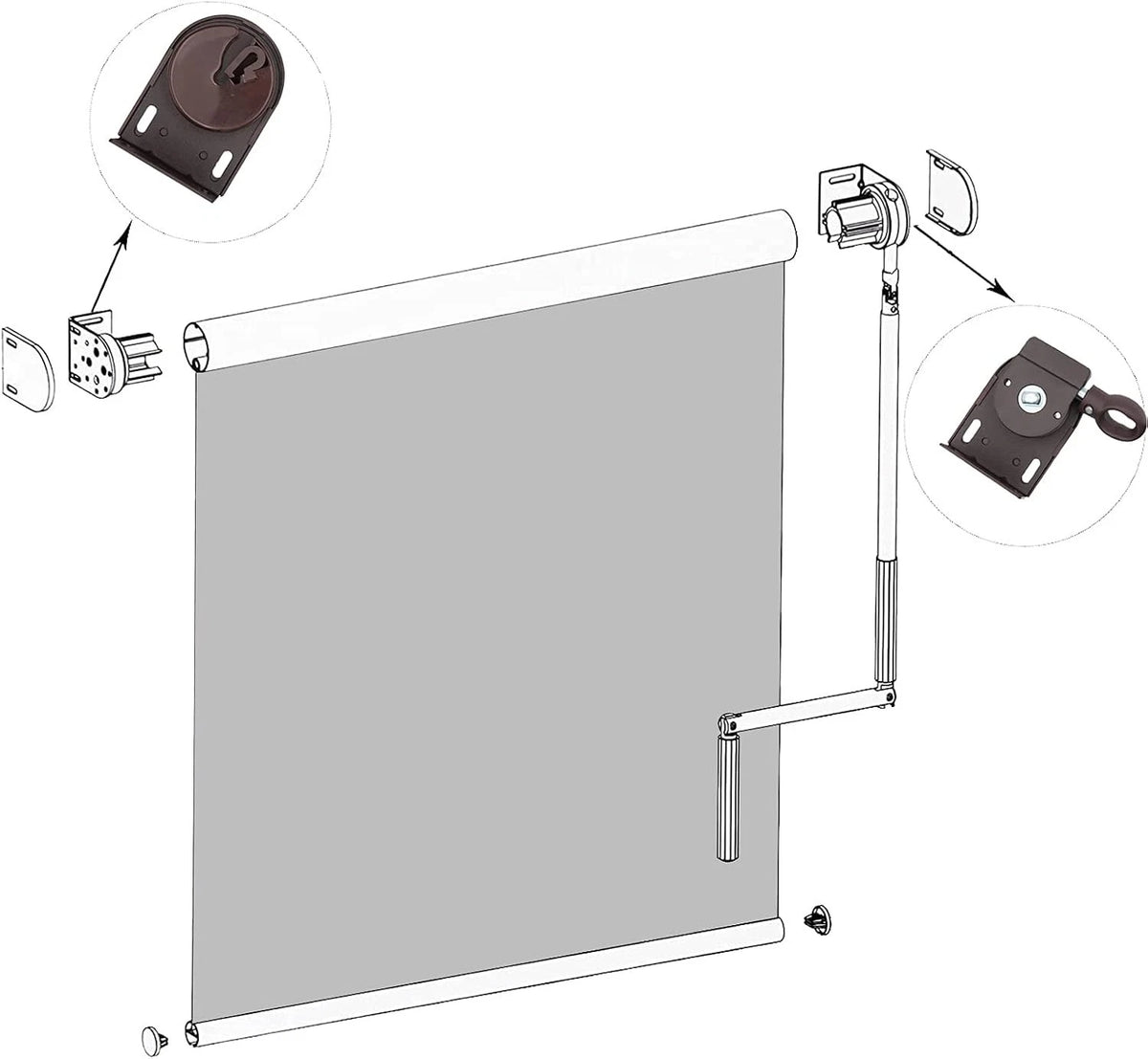 Cordless Bracket for Indoor/Outdoor Sun Shades or Roller Blinds