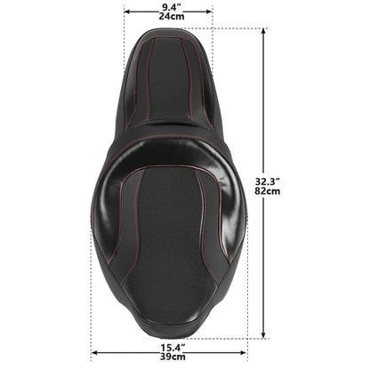 Driver Passenger Seat for Harley Touring Street Road Glide (2009–2023) Black