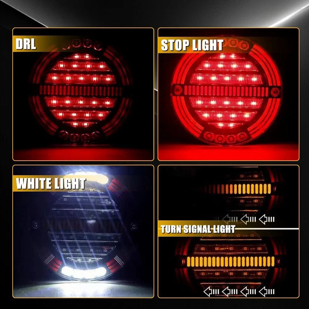 2X 5.5" Round Red/Amber LED Tail Lights for Truck Trailer Bus