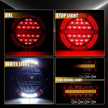 2X 5.5" Round Red/Amber LED Tail Lights for Truck Trailer Bus