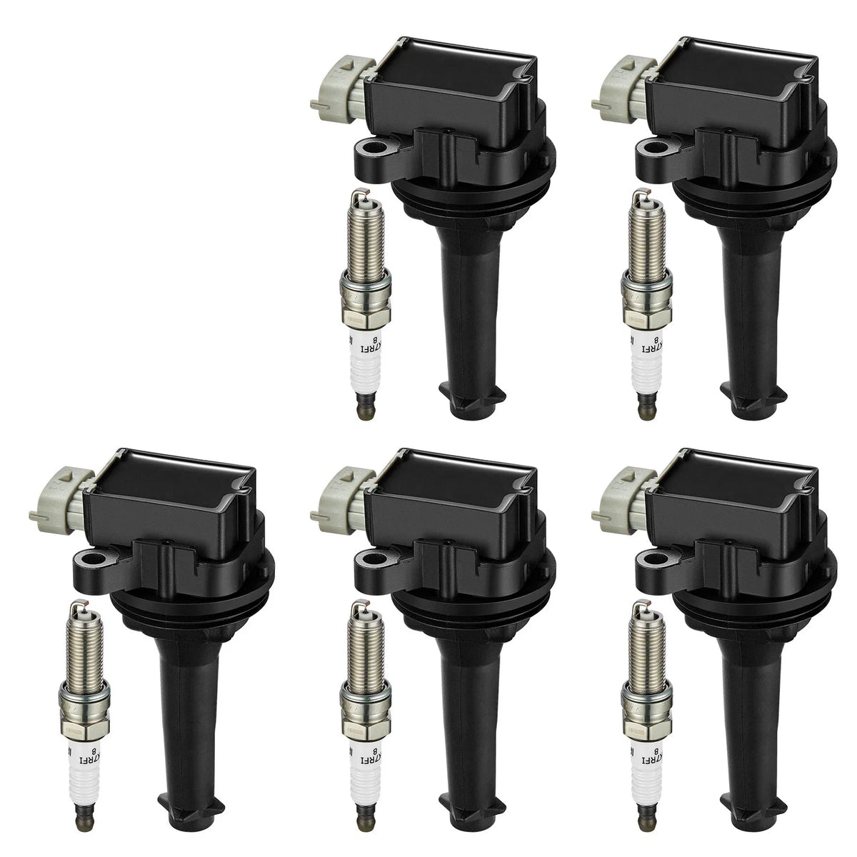 Set of 5 Ignition Coil Packs and Spark Plugs for Volvo C30 C70 S40 S60 V50 V70 XC70 (2006–2013)