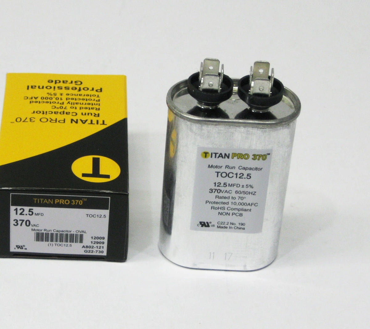 HVAC Oval Motor Run Capacitor 12.5 MFD/UF for TitanPro TOC12.5