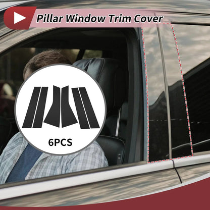 6 Pcs Door Pillar Window Trim for Ford Edge (2015–2020) Black