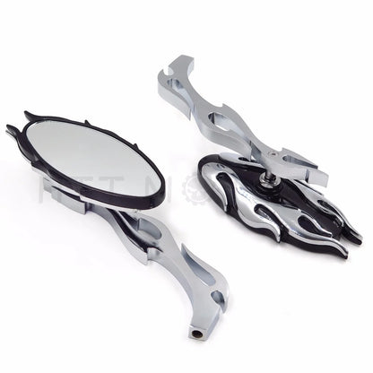Chrome CNC Rearview Side Mirror for Motorcycle Cruiser Chopper (8mm, 10mm)