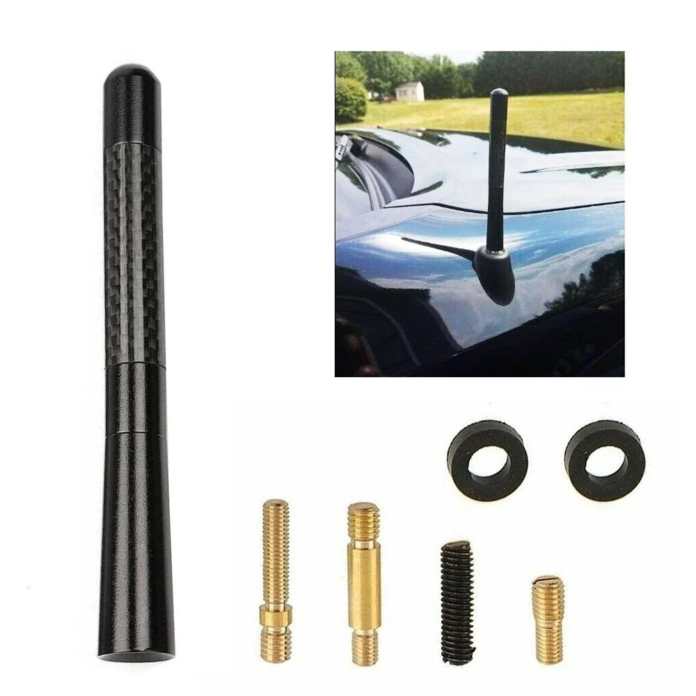 Set of 2 Short Black Carbon Fiber Antenna for Toyota (General Purpose)