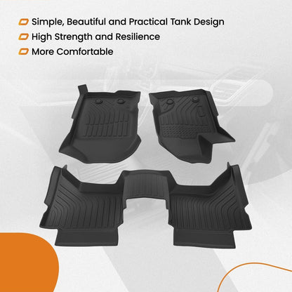 All Weather Floor Mats for Ford Ranger SuperCrew Cab (2019–2023) TPE Black