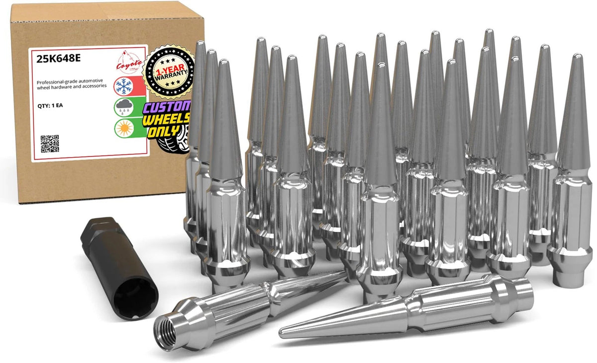 24 Pcs M14x1.50 Chrome Spike Wheel Accessories for Toyota Tacoma 4Runner