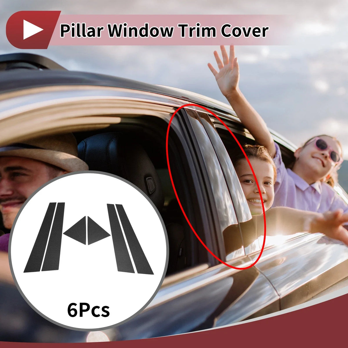 Door Pillar Window Trim for Chevrolet Optra (2006–2016) Black Carbon Fiber
