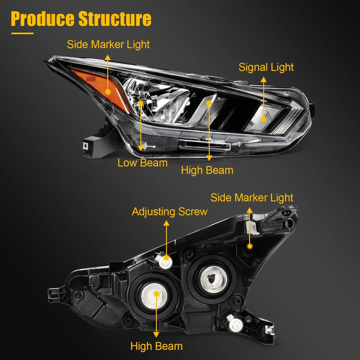 Pair Halogen Headlight Assembly for Nissan Versa (2020–2024)