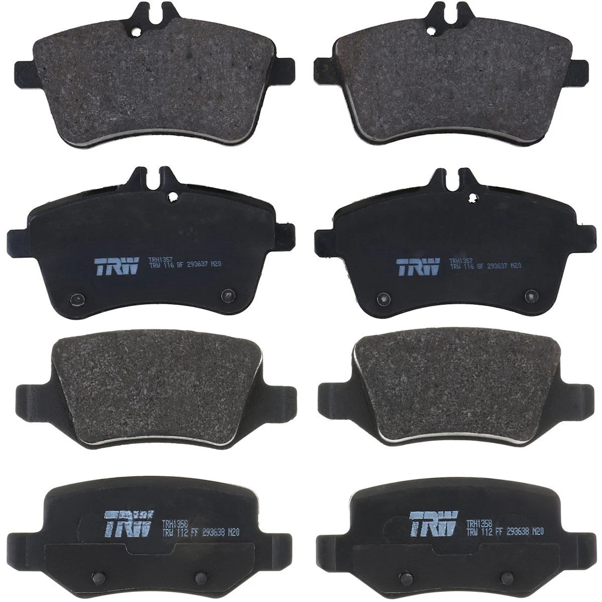 Set of 4 TRW Brake Pad Sets for Mercedes-Benz B200 (2008)