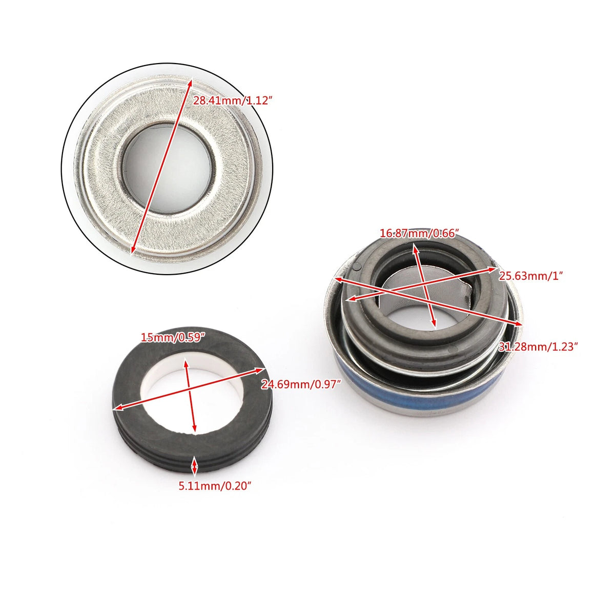 Water Pump Seal Mechanical Kit for Kawasaki EX500 Ninja 500 500R (1987–2004) M575-A004
