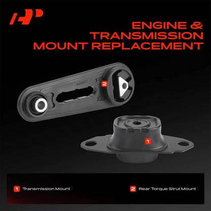 2X Transmission & Torque Strut Mount for Nissan Versa (2007–2012) Cube (2009–2014) - 112202DV0A, 11220ED000, 11220ED50A, 11220EL50A