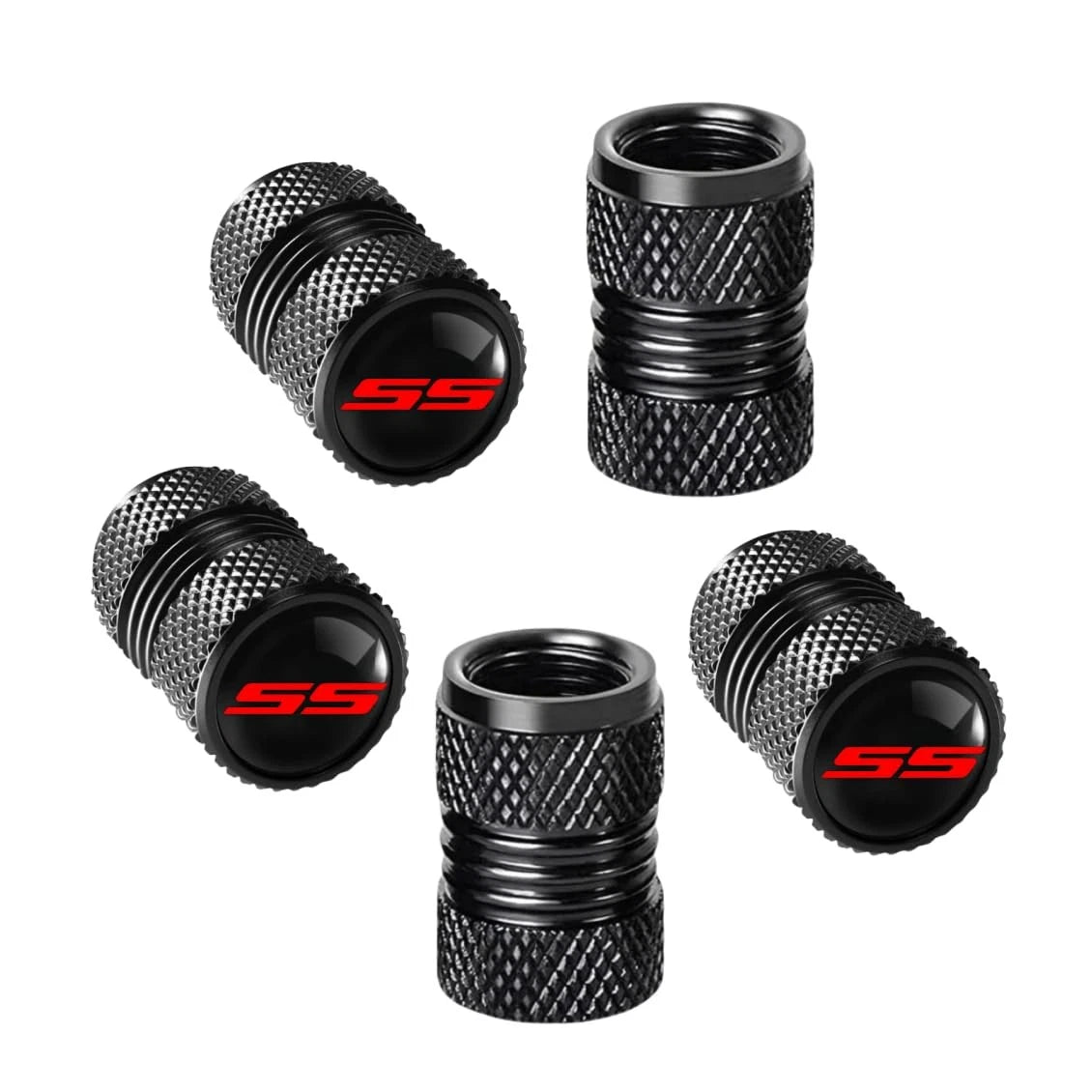 Set of 5 Tire Valve Caps for Camaro RS SS (2010–2023) - Red