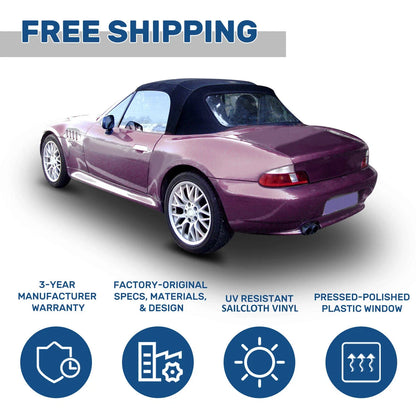 Soft Top Replacement for BMW Z3 Convertible (1996–2002) - Black & Clear Window