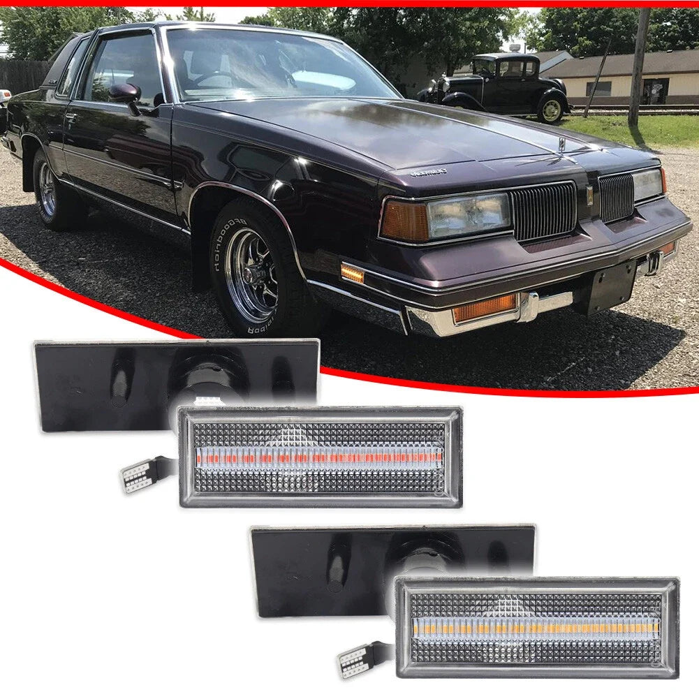 Set of 4 Clear LED Side Marker Lights for Oldsmobile Cutlass 442 (1981–1988)