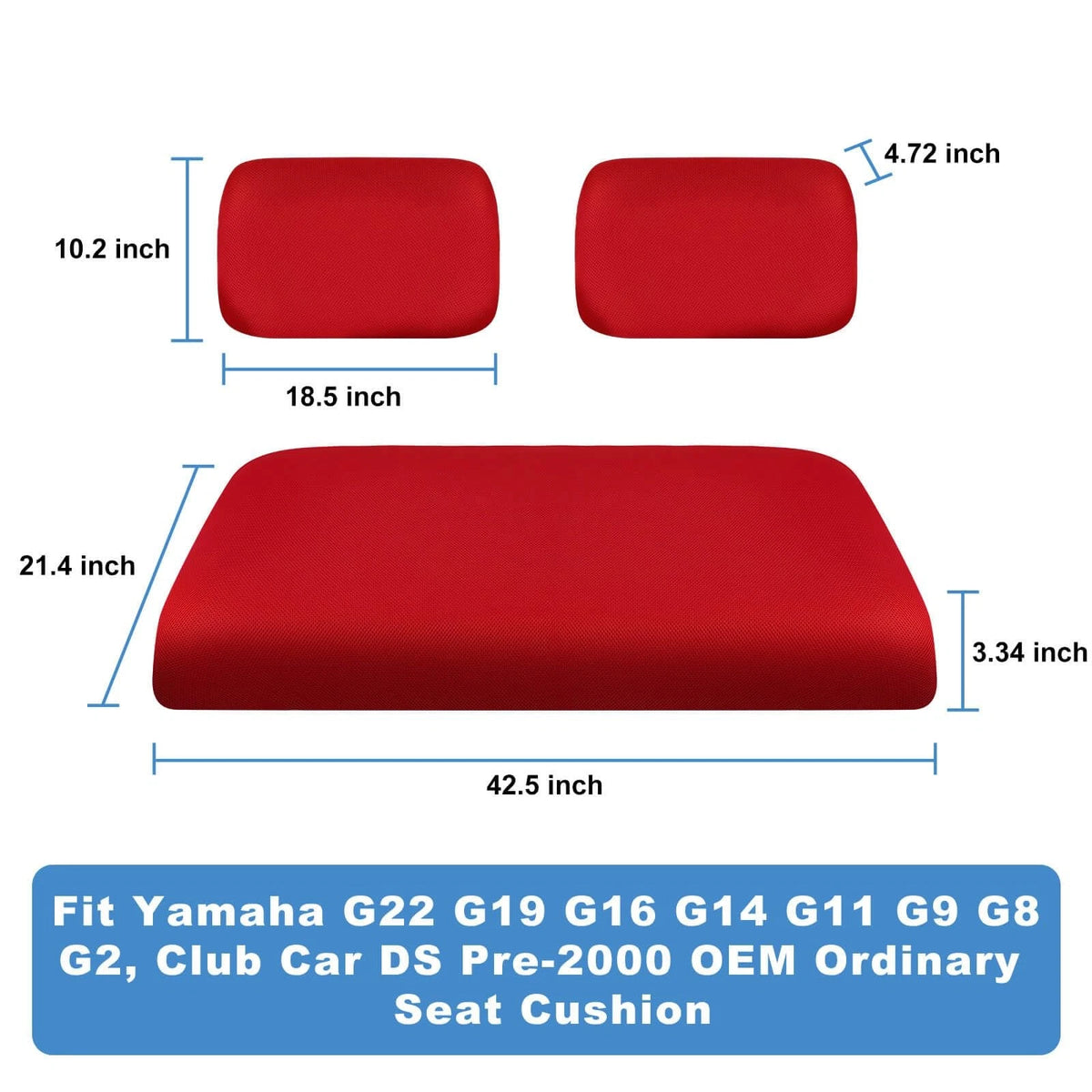 Seat Covers Set for Yamaha Golf Cart G22 G19 G16 G14 G11 G9 G8 G2 (Red)