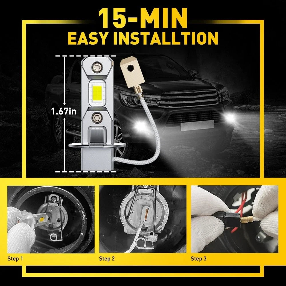 Set of 2 H3 LED Fog Driving Light Bulbs 6500K for AUXITO