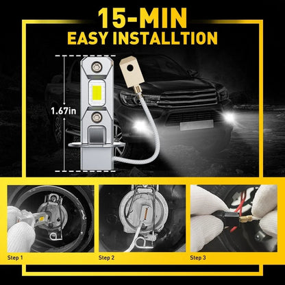 Set of 2 H3 LED Fog Driving Light Bulbs 6500K for AUXITO