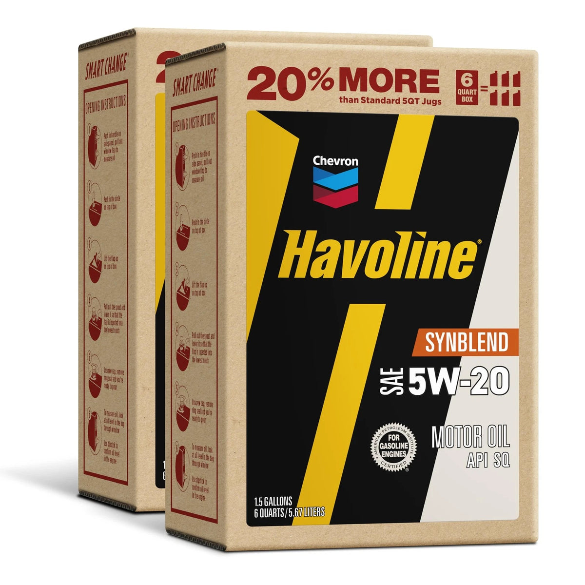 Pack of 2 - 5W20 Synthetic Blend Motor Oil, 6 Quarts Each