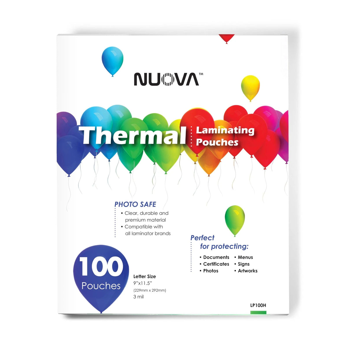 100-Pack Thermal Laminating Pouches 9" x 11.5" for Letter Size